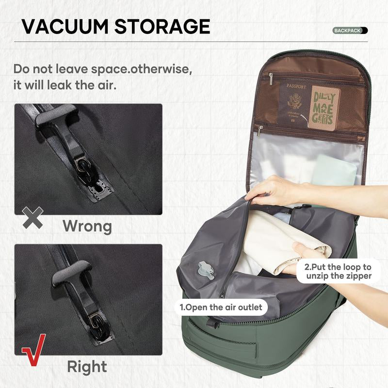 COOWOZ Carry on Vacuum Travel Backpack for Women Men,Large Airport Backpack with Shoe Compartment,Airplane Laptop Backpack