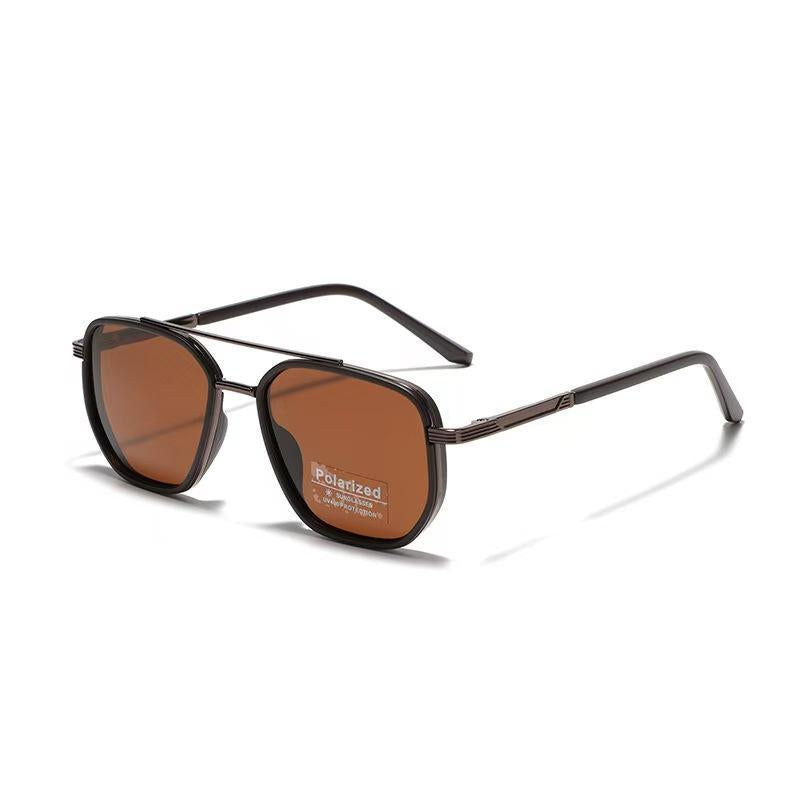 Back to School Sunglasses for Travel Use - Fashion Double Beam Sun Protection Glasses with Geometric Frame, Lightweight TR90 Material, Unisex