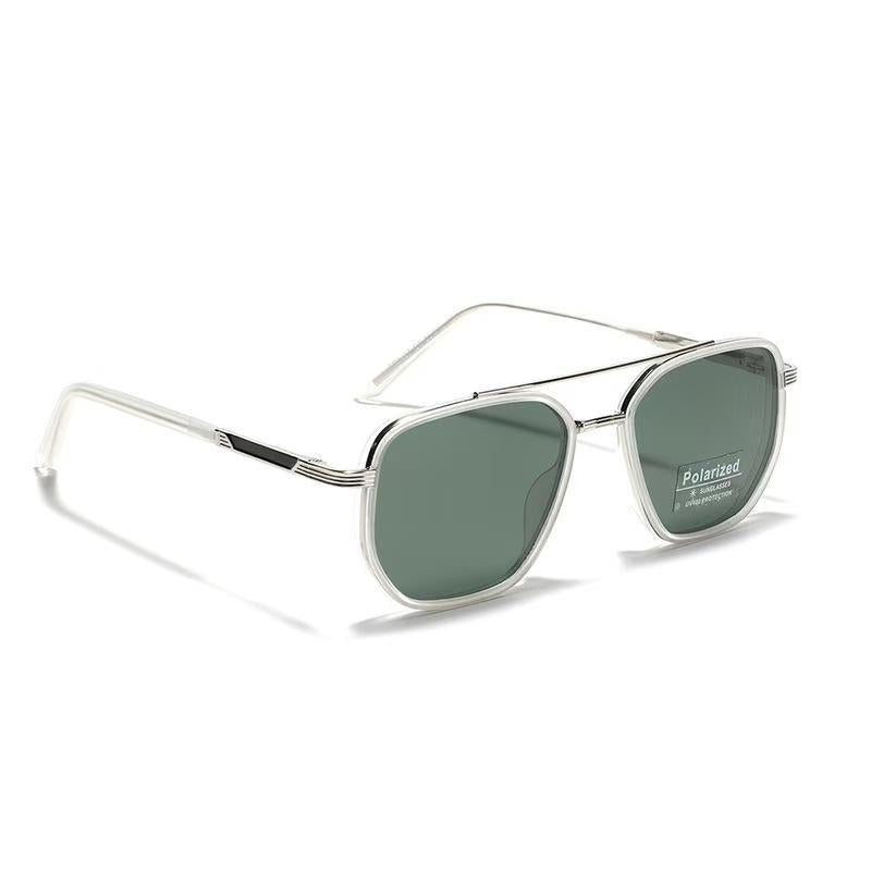 Back to School Sunglasses for Travel Use - Fashion Double Beam Sun Protection Glasses with Geometric Frame, Lightweight TR90 Material, Unisex