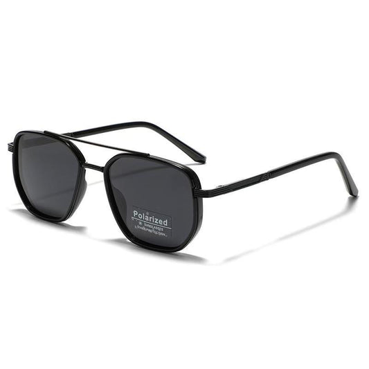 Back to School Sunglasses for Travel Use - Fashion Double Beam Sun Protection Glasses with Geometric Frame, Lightweight TR90 Material, Unisex