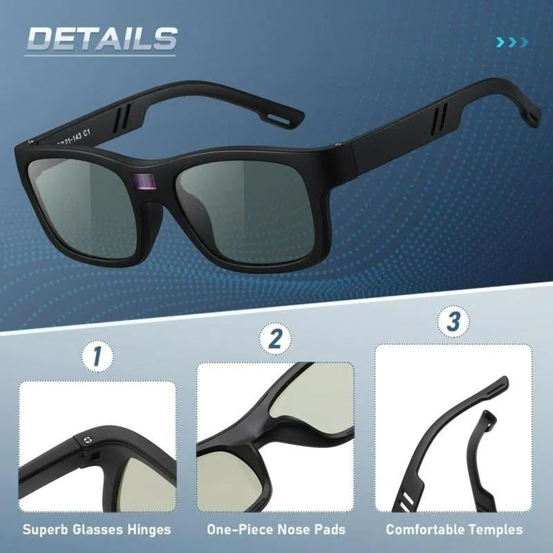 Paleshy 0.1 Seconds Smart Photochromic Sunglasses, Square Polarized Sunglasses for Men and Women UV Protection Sun Glasses Lightweight Outdoor Cat Eye Card Wearable Polarized Sunglass Women Sunglasses Fashion Color Changing Glasses