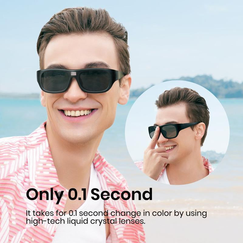 Paleshy 0.1 Seconds Smart Photochromic Sunglasses, Square Polarized Sunglasses for Men and Women UV Protection Sun Glasses Lightweight Outdoor Cat Eye Card Wearable Polarized Sunglass Women Sunglasses Fashion Color Changing Glasses