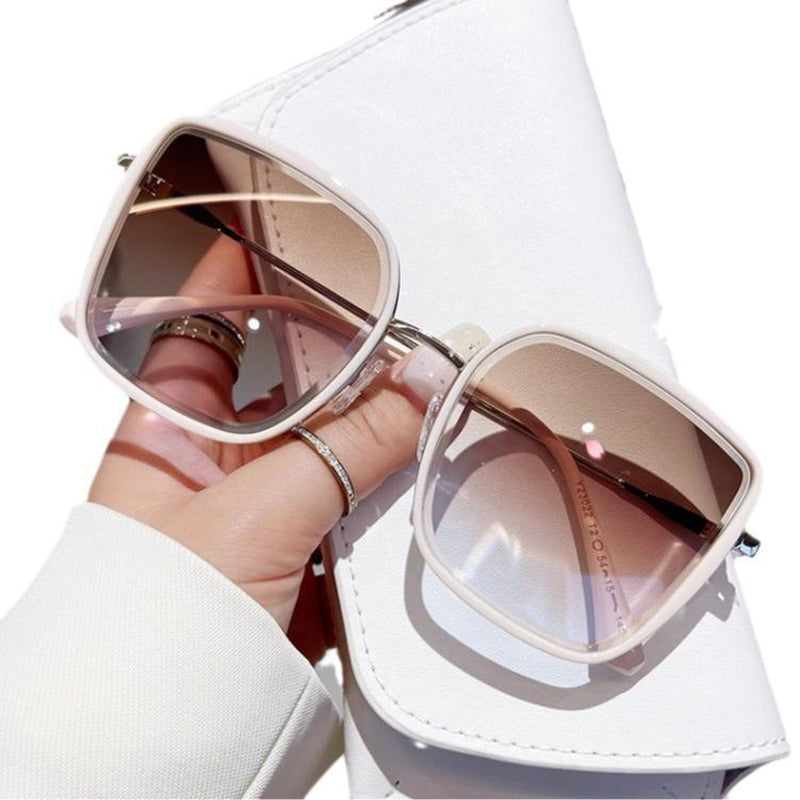 2025 New Gradient Color High-End Large Frame Sunglasses Bare Face Slim Personality Net Celebrity Anti-Ultraviolet Female Sunglasses