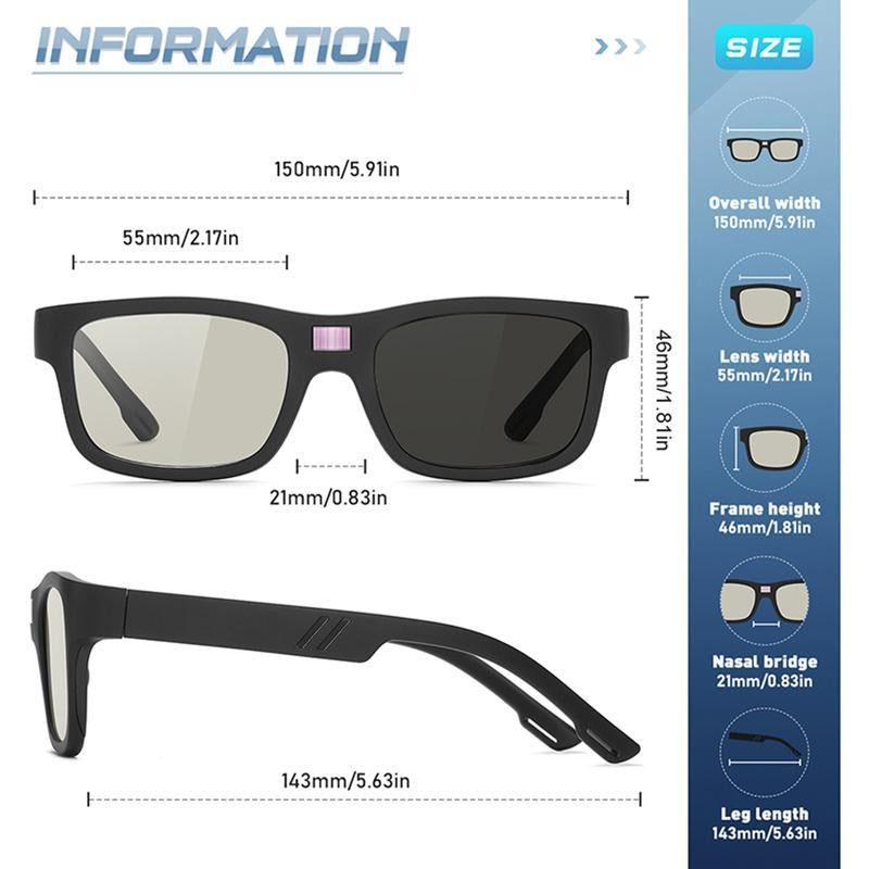 Paleshy 0.1 Seconds Smart Photochromic Sunglasses, Square Polarized Sunglasses for Men and Women UV Protection Sun Glasses Lightweight Outdoor Cat Eye Card Wearable Polarized Sunglass Women Sunglasses Fashion Color Changing Glasses