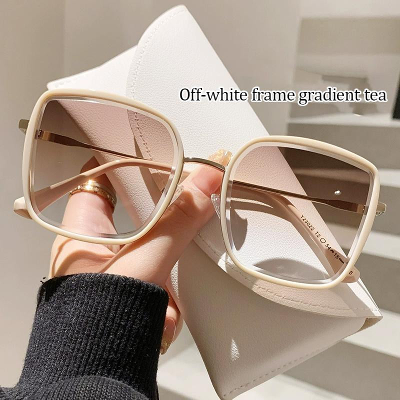 2025 New Gradient Color High-End Large Frame Sunglasses Bare Face Slim Personality Net Celebrity Anti-Ultraviolet Female Sunglasses