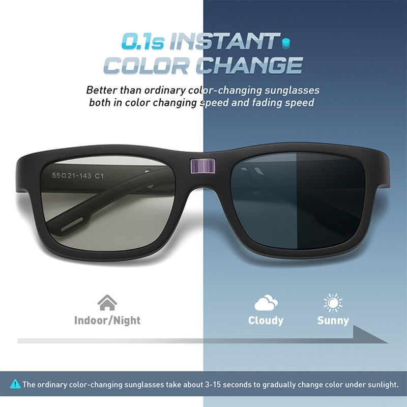 Paleshy 0.1 Seconds Smart Photochromic Sunglasses, Square Polarized Sunglasses for Men and Women UV Protection Sun Glasses Lightweight Outdoor Cat Eye Card Wearable Polarized Sunglass Women Sunglasses Fashion Color Changing Glasses